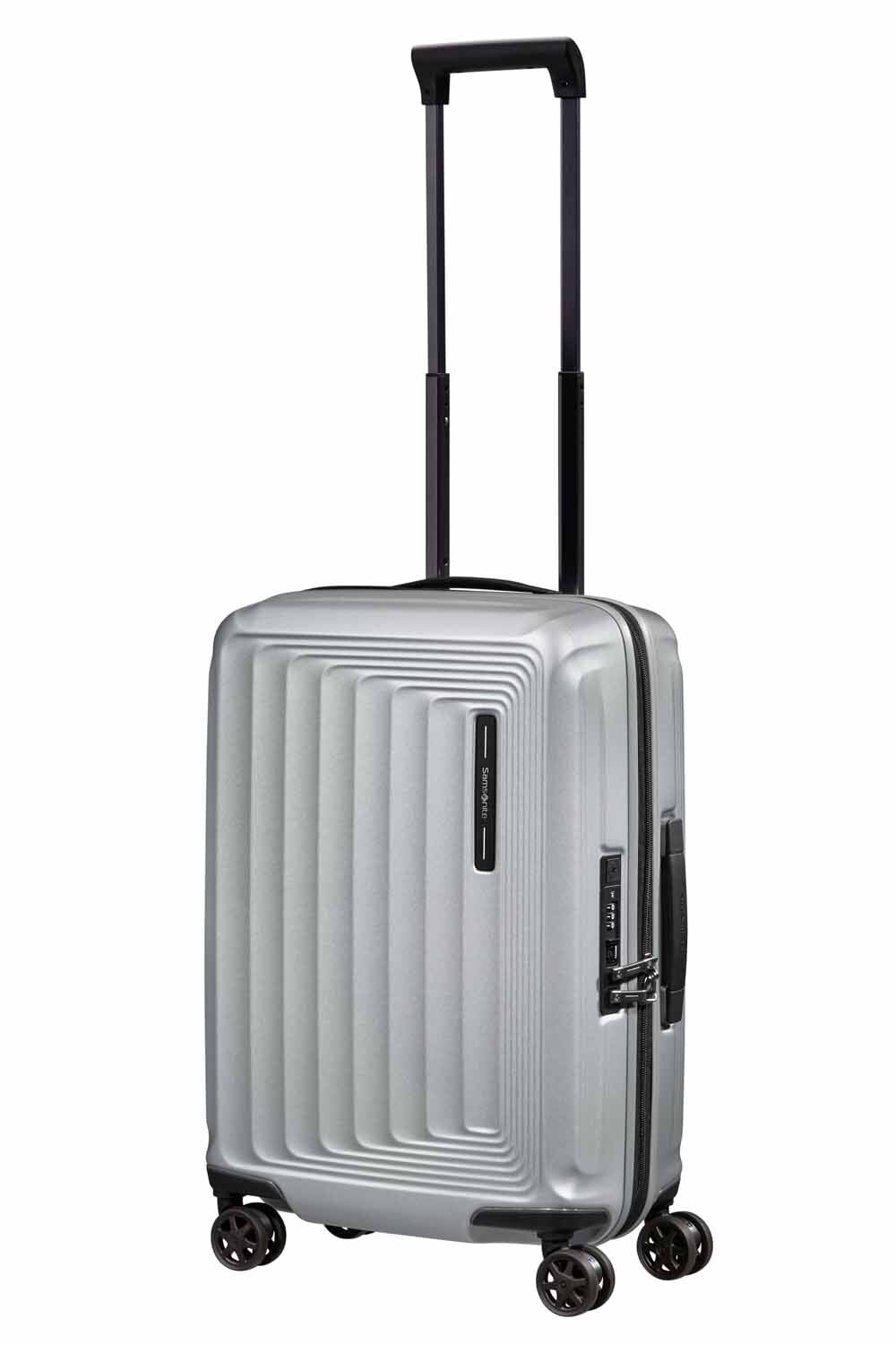 Samsonite Nuon Trolley mit 4 Rollen erweiterbar 55cm + GRATIS HOTELGUTSCHEIN Matt Silver