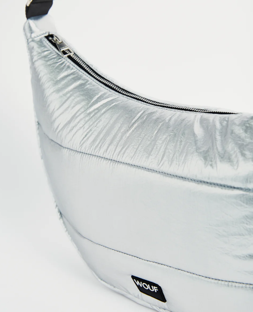 Wouf Quilted Collection Large Crossbody Bag -Glossy Silver Wouf Quilted Collection Large Crossbody Bag -Glossy Silver
