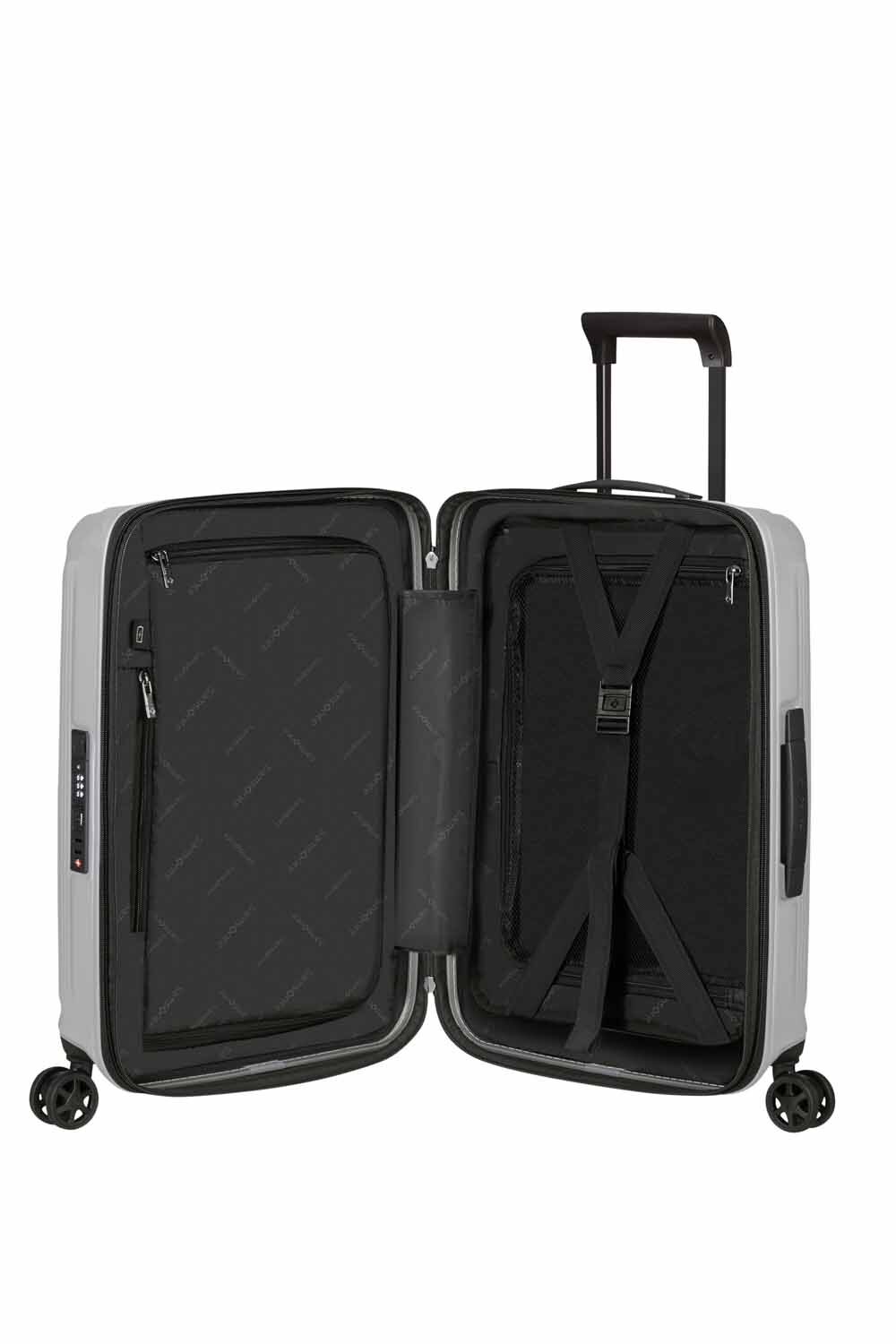 Samsonite Nuon Trolley mit 4 Rollen erweiterbar 55cm + GRATIS HOTELGUTSCHEIN Matt Silver