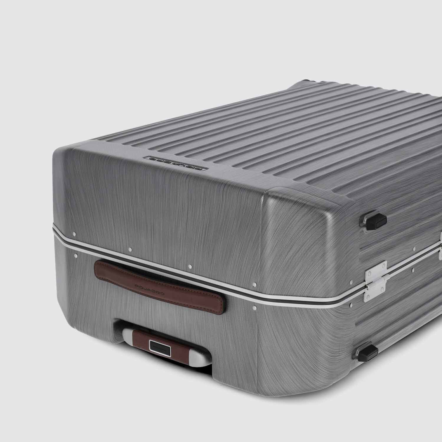 Piquadro PQLM Mittelgroßer Hartschalentrolley Schwarz/Leder