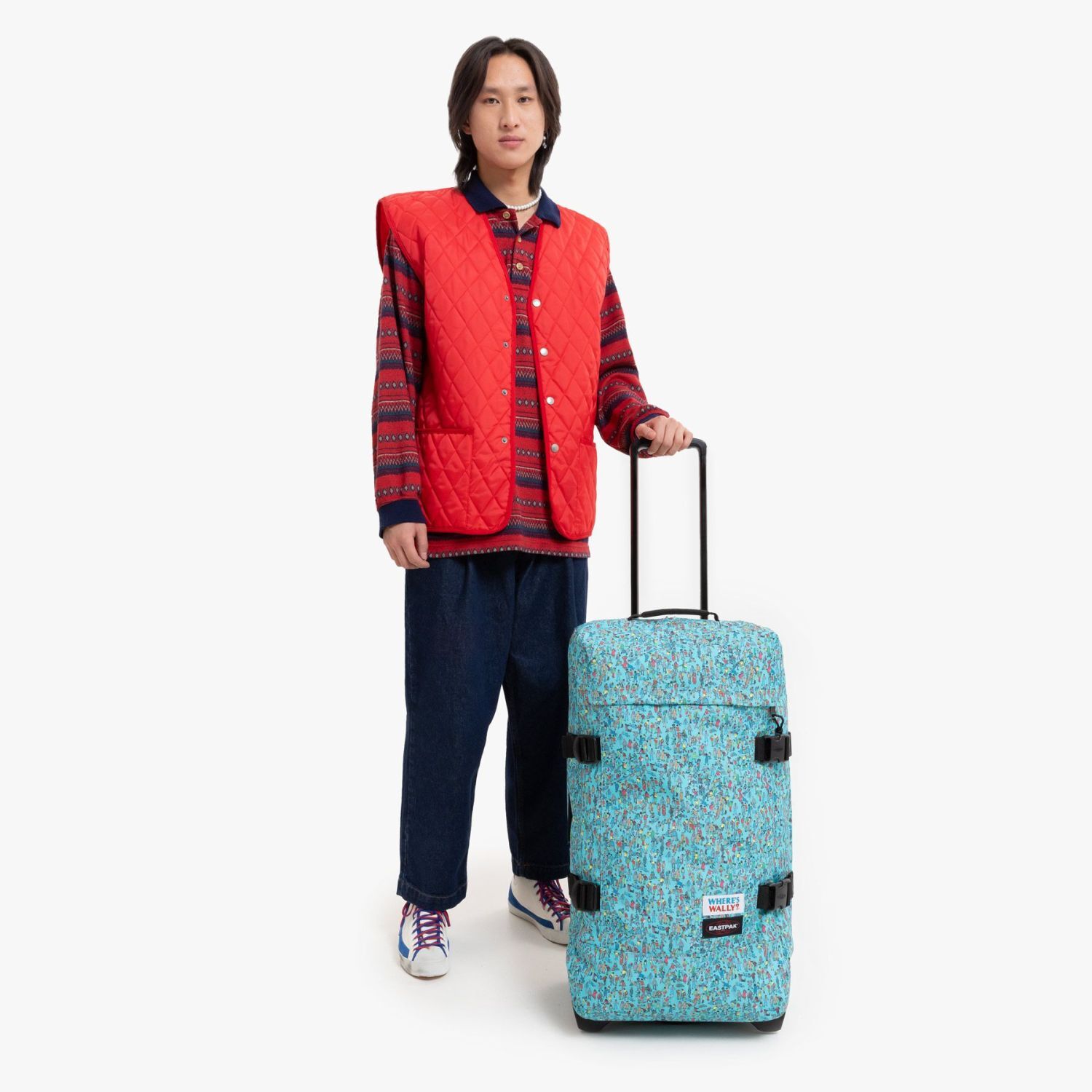 Eastpak Tranverz M Trolley 2 Rollen Where's Wally Pattern Blue