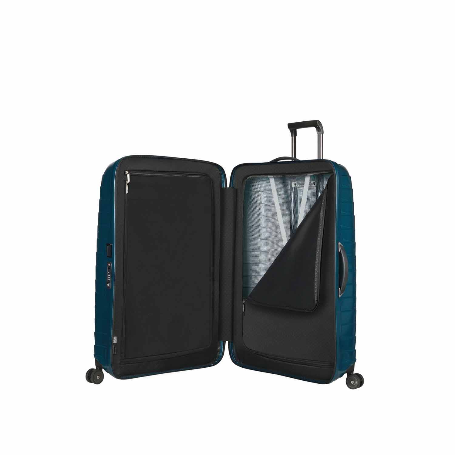 Samsonite Proxis Trolley mit 4 Rollen 81cm + GRATIS HOTELGUTSCHEIN Petrol Blue