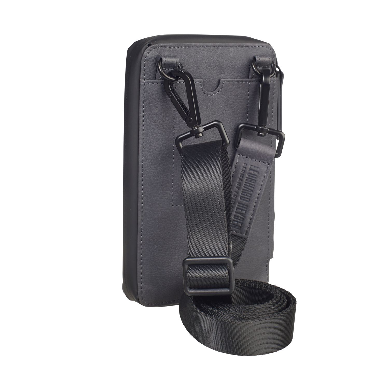 Leonhard Heyden Den Haag Leder-Handy-Umhängetasche Grau