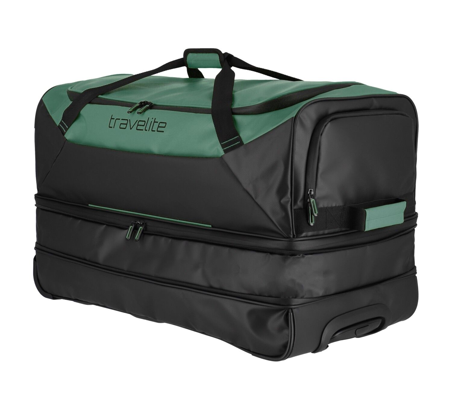 Travelite Basics Plane Rollenreisetasche erweiterbar Schwarz/Grün