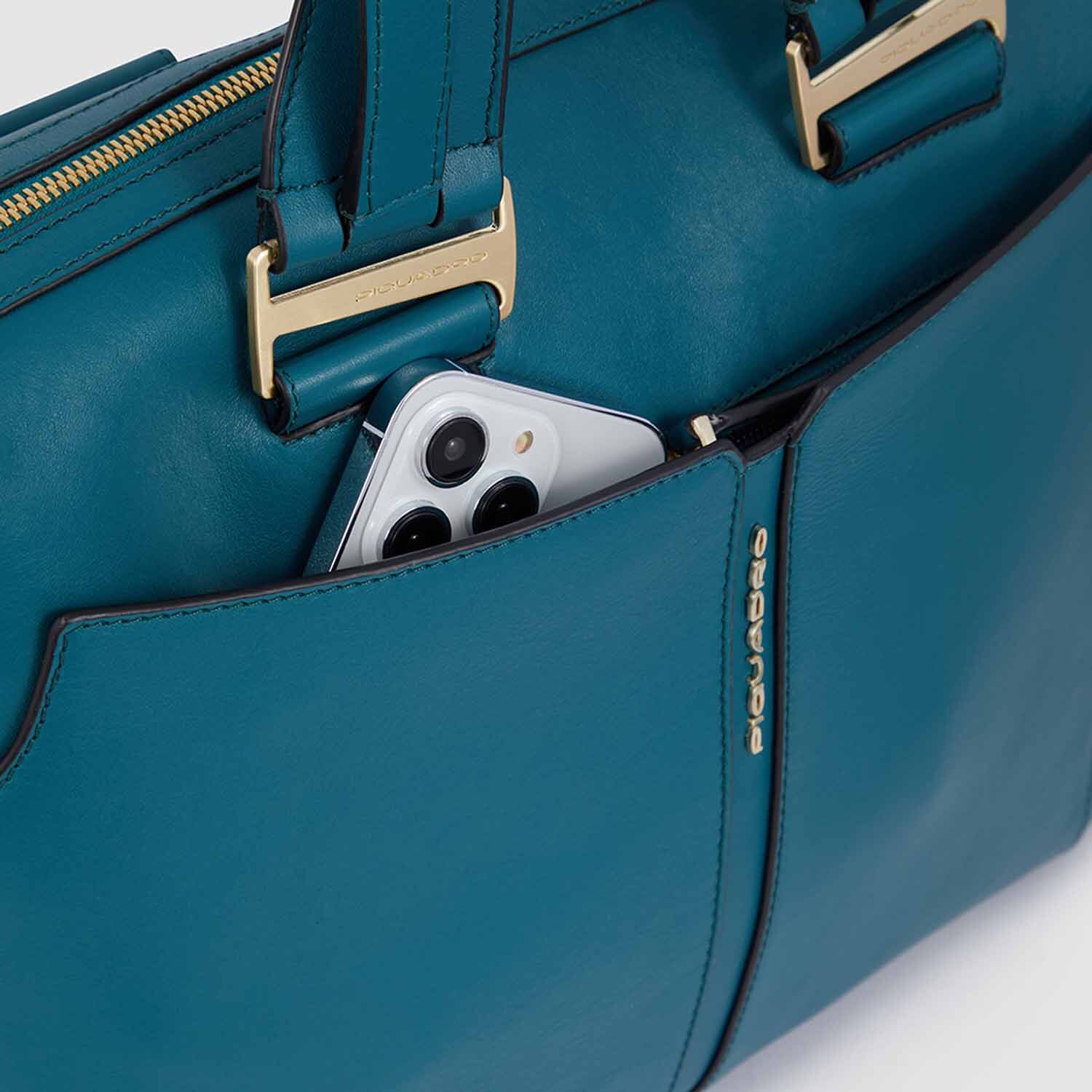 Piquadro Ray Damen Laptoptasche 14" verde petrolio