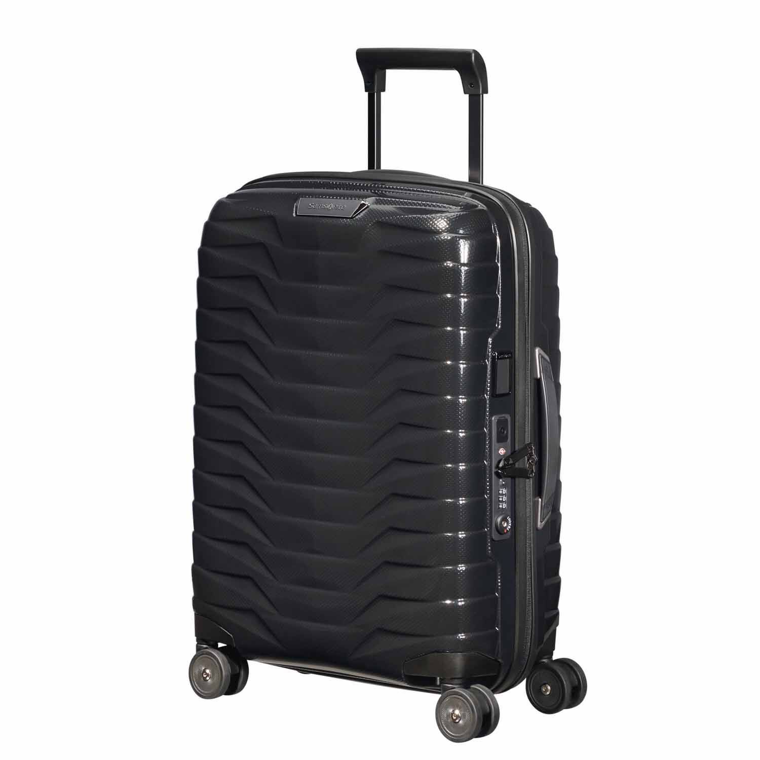 Samsonite Proxis Trolley mit 4 Rollen erweiterbar 55cm (20/23cm) + GRATIS HOTELGUTSCHEIN Schwarz