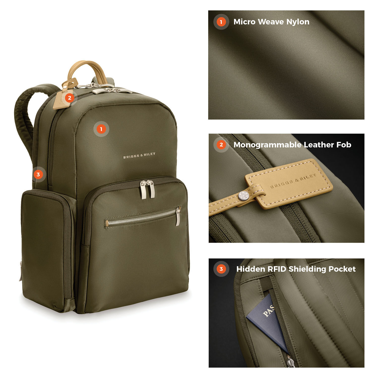 Briggs & Riley Rhapsody Medium Backpack Olive