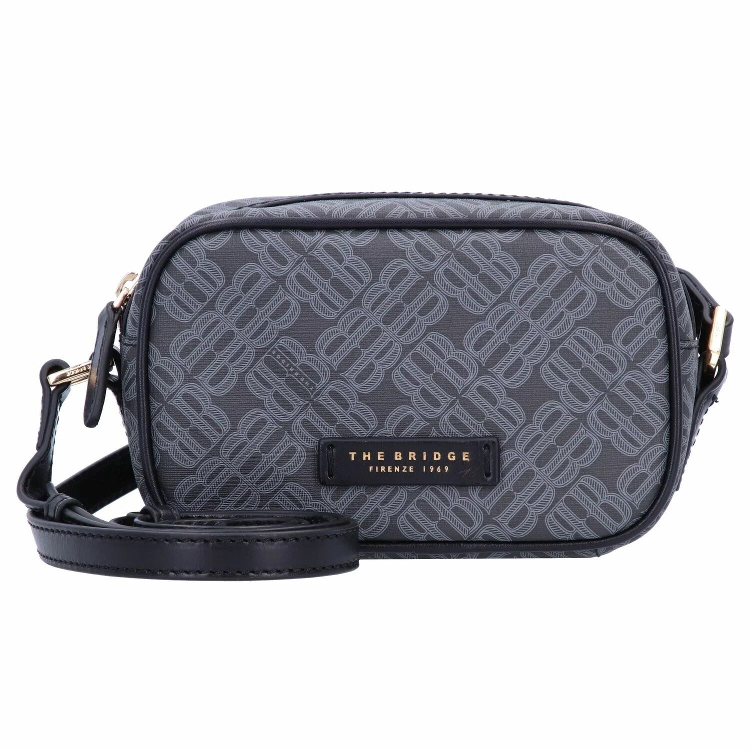 The Bridge Anna Leder-Schultertasche Schwarz/Gold