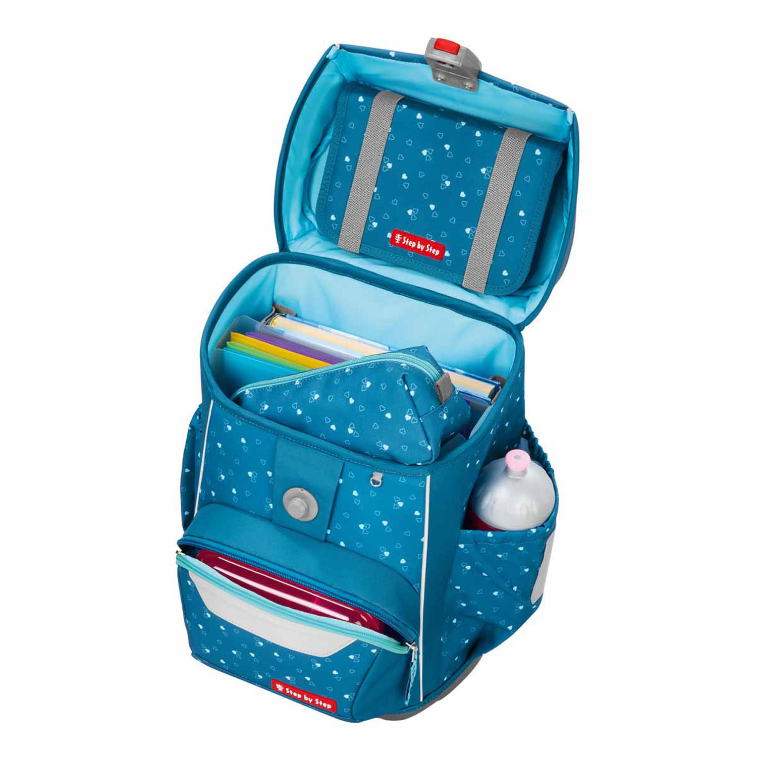Step by Step BASIS Schulranzen 4-teiliges Set Blue Hearts