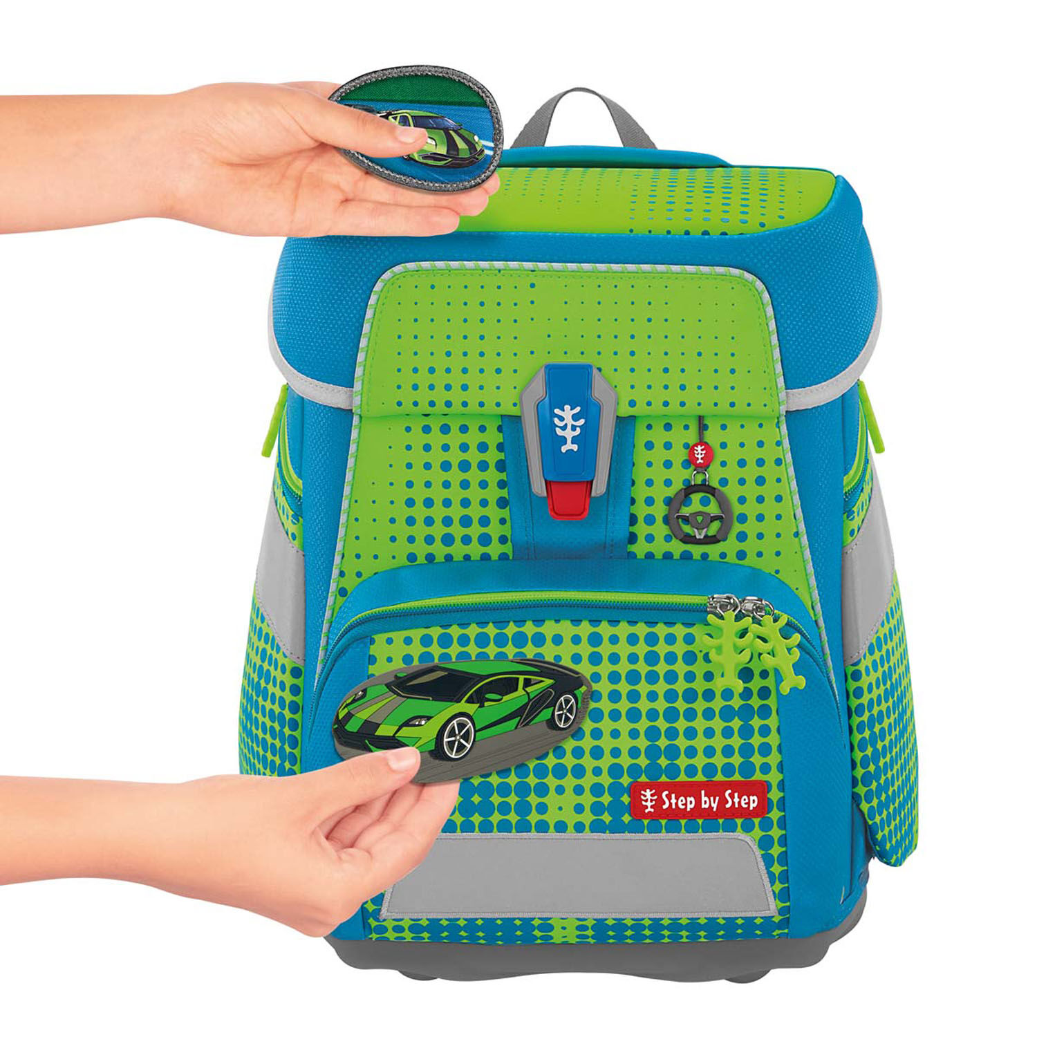 Step by Step SPACE NEON Schulranzen-Set, 5-teilig Race Car Chuck