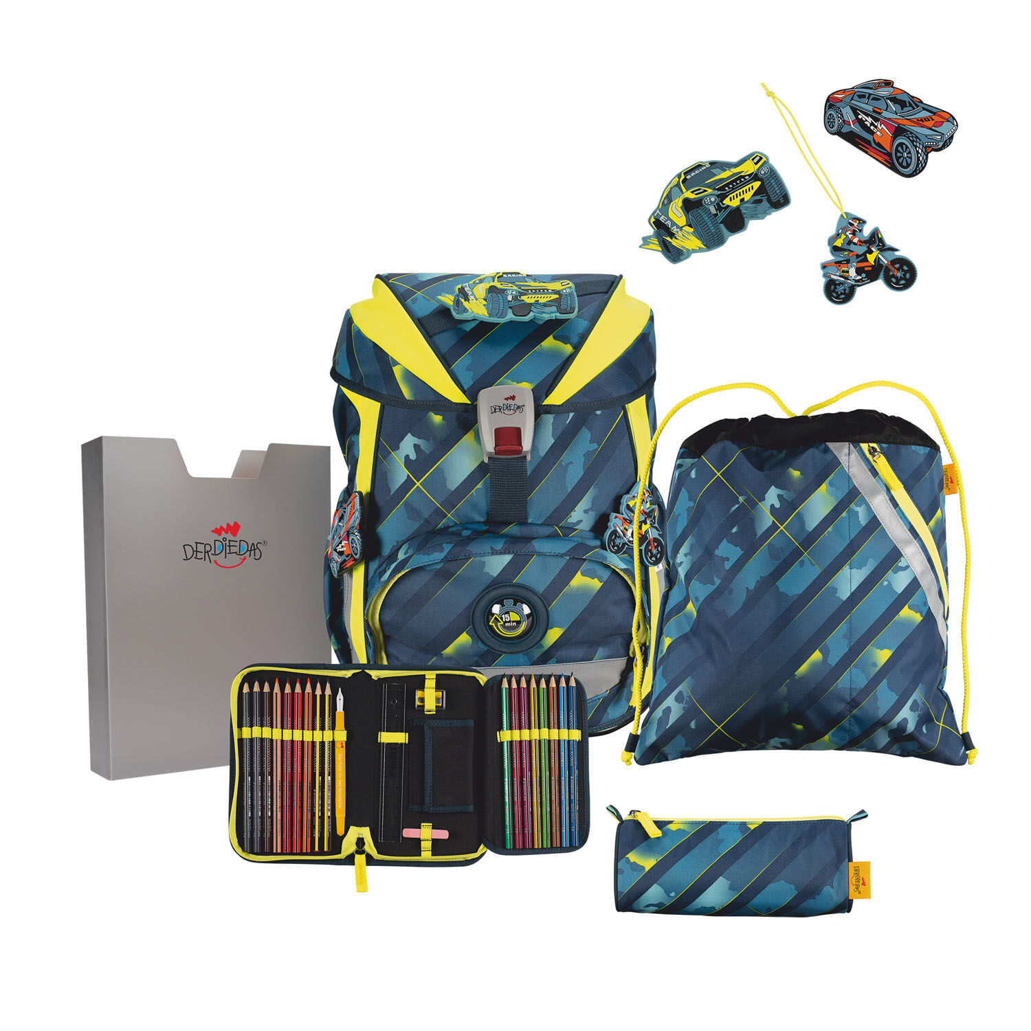 DerDieDas ErgoFlex Schulrucksack-Set 5-teilig mit Sportbeutel Speed Challenge