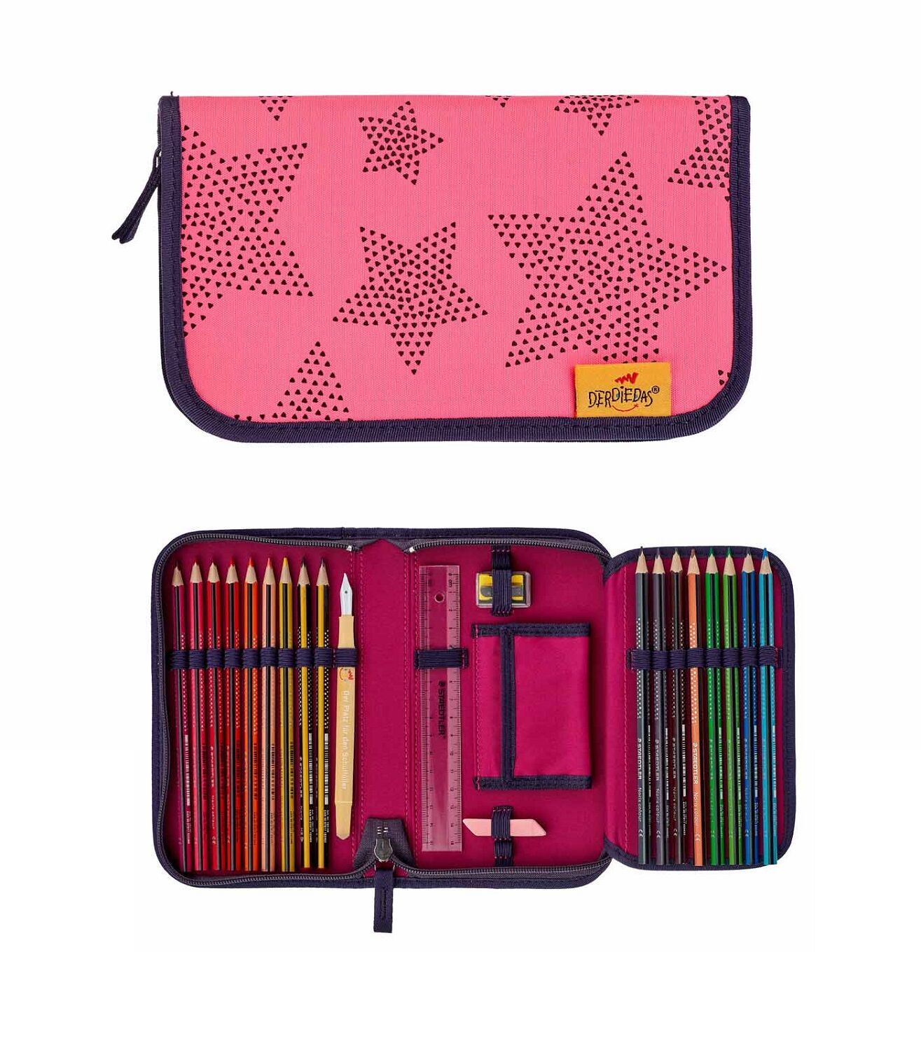 DerDieDas ErgoFlex MAX "Superflash" Schulrucksack-Set 5-teilig mit Sportbeutel Neon Star