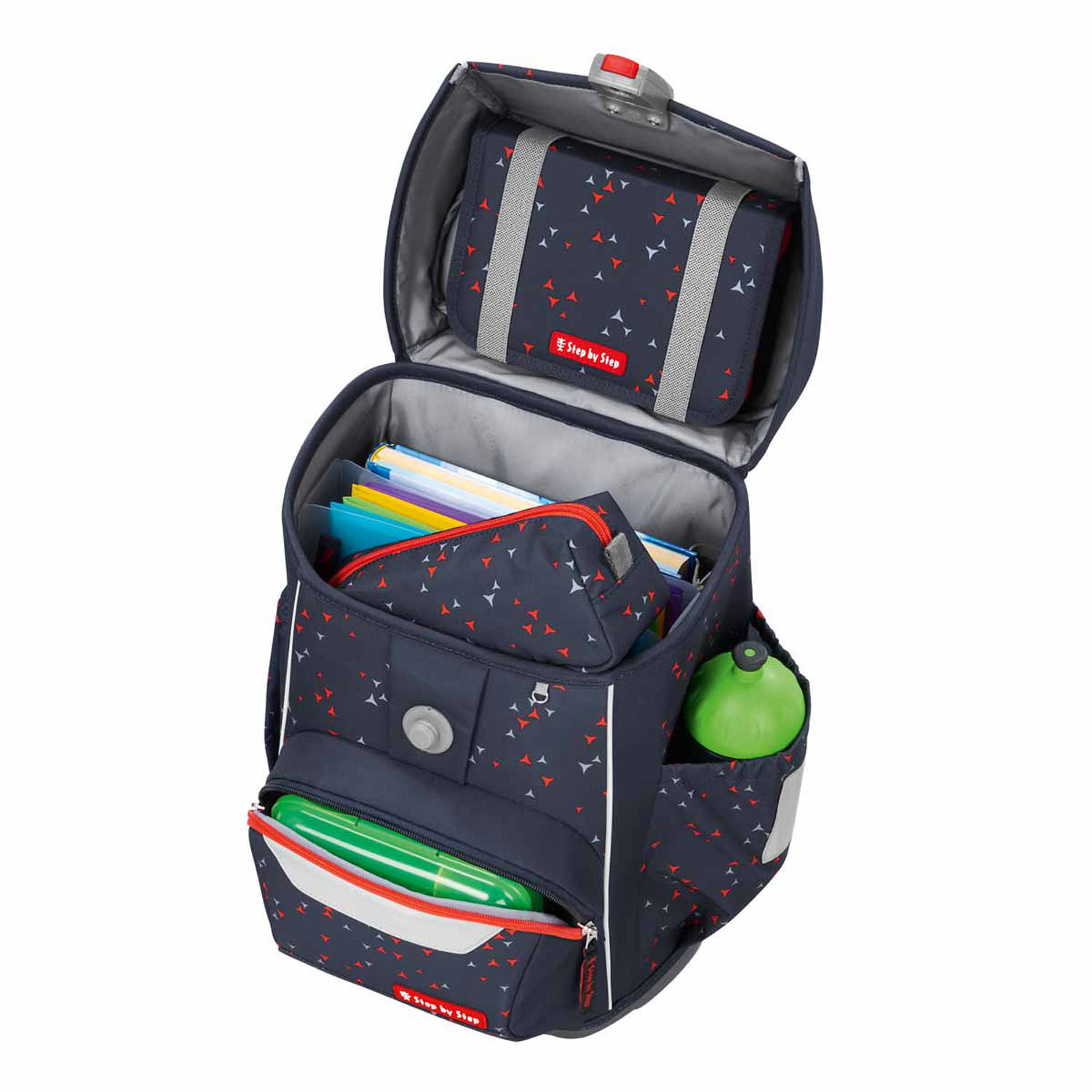 Step by Step BASIS Schulranzen 4-teiliges Set Anthrazit Triangles