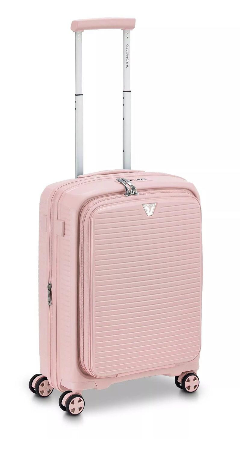 Roncato ARCADE DLX Trolley S (55cm) Erweiterbar mit Vortasche Pastellrosa