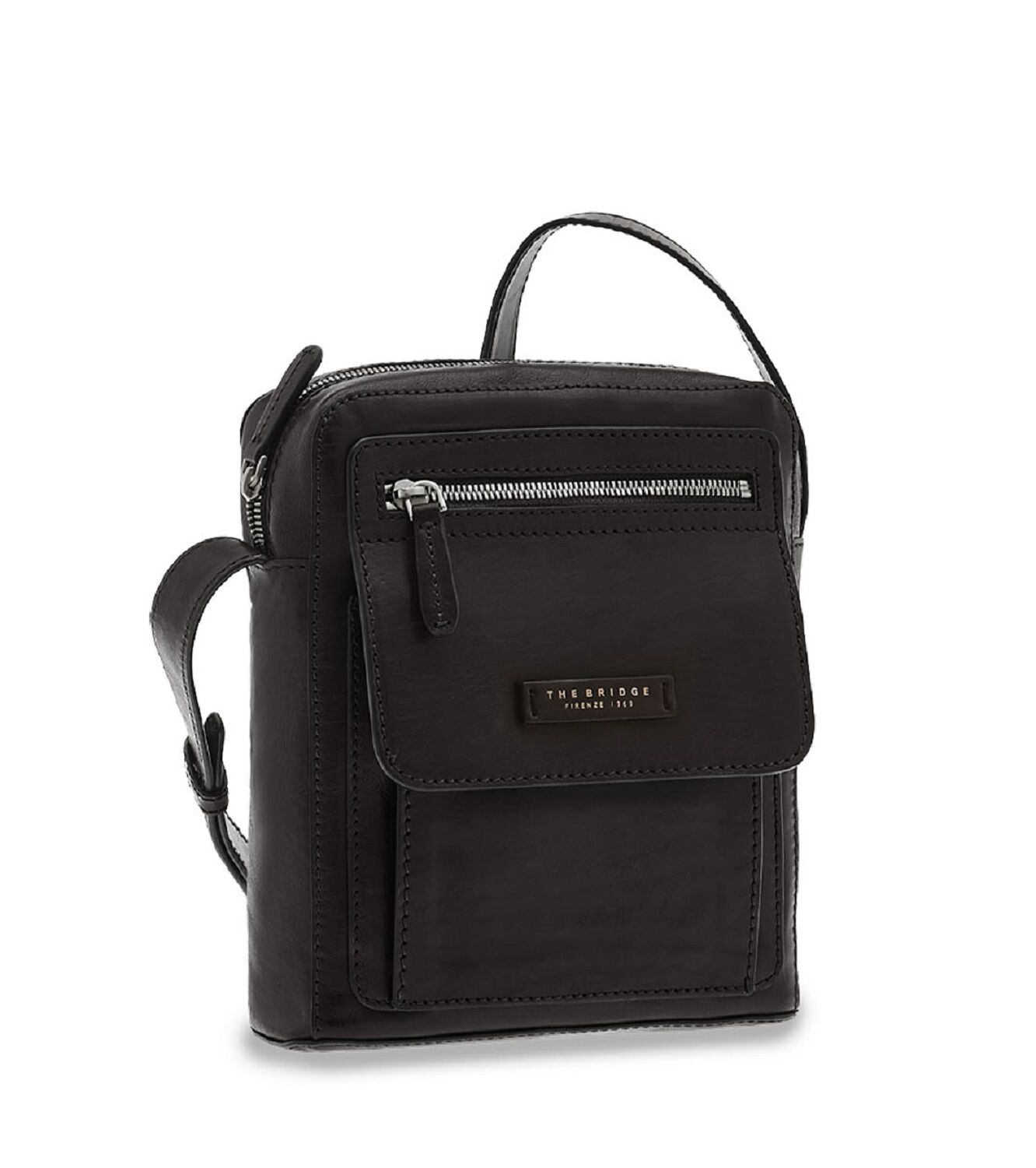 The Bridge Alberto Leder-Schultertasche Schwarz /Ruthenium