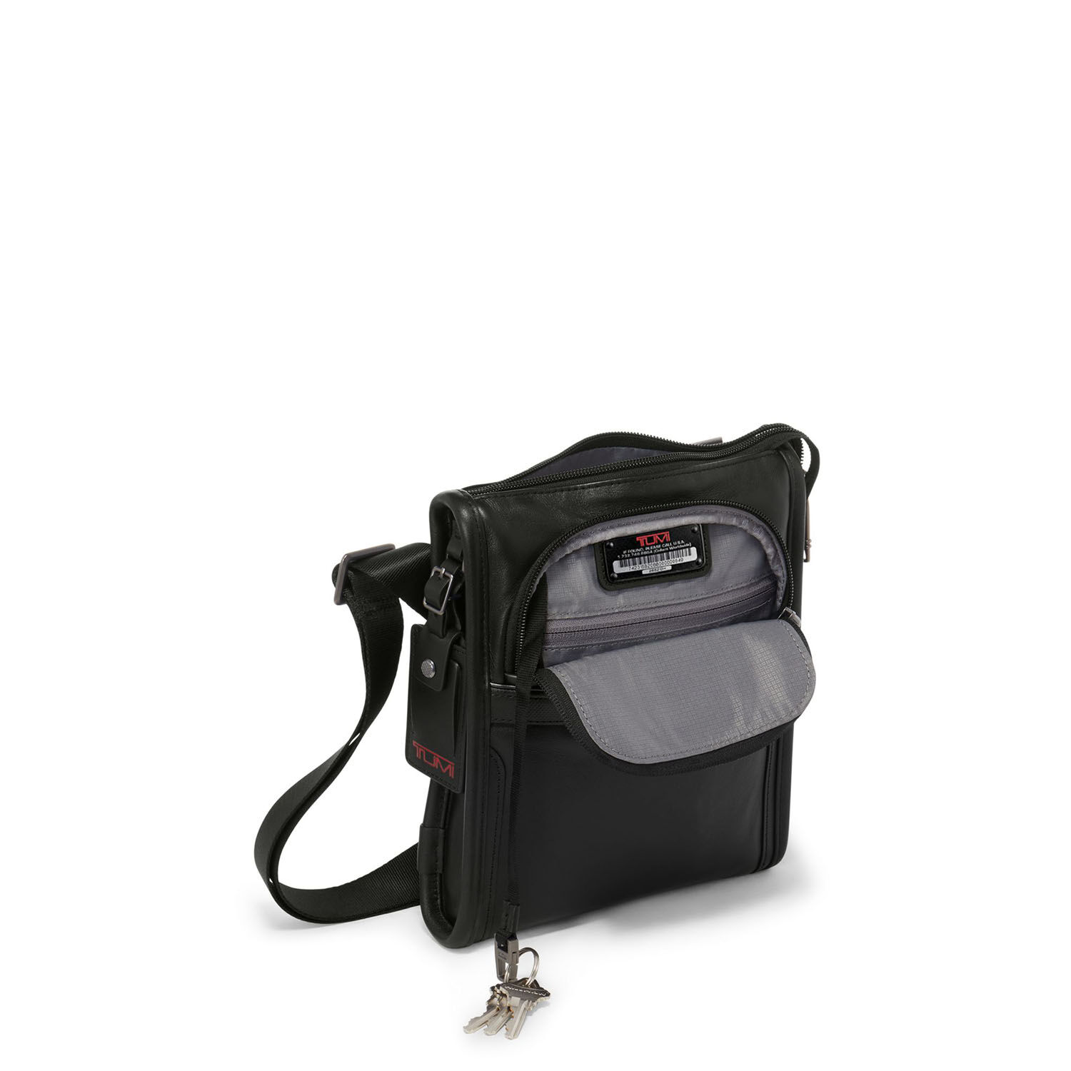 Tumi Alpha 3 Kleine Umhängetasche aus Leder + GRATIS HOTELGUTSCHEIN Black