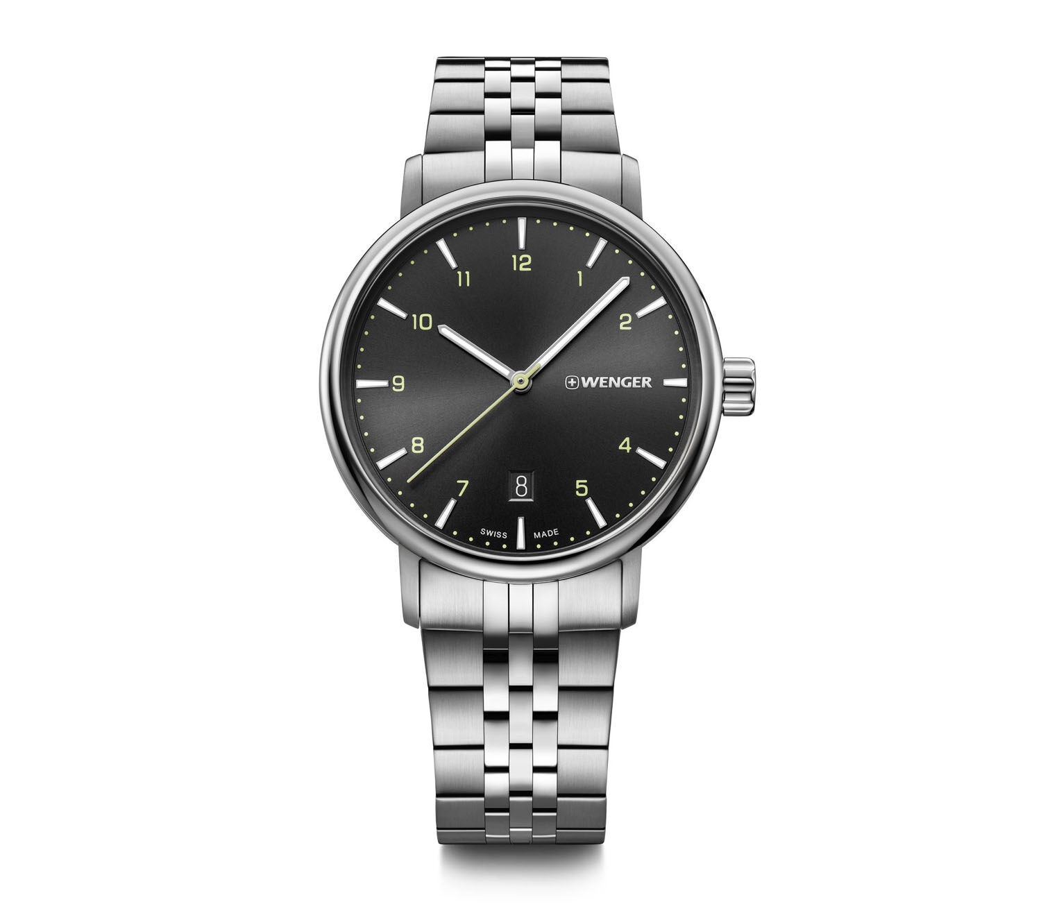 Wenger Urban Classic 40mm Herrenuhr im Vintage-Stil schwarz/silber