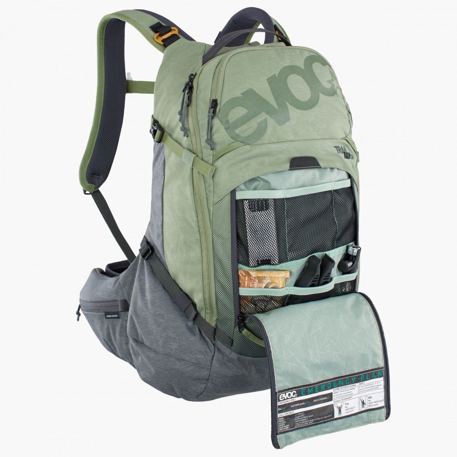 evoc Protector Backpacks Trail Pro 16 S/M Light Olive - Carbon Grey