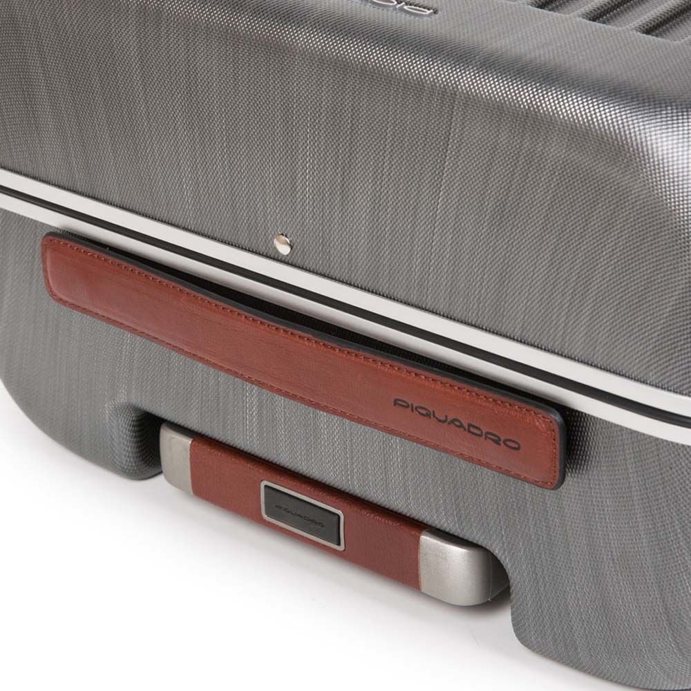 Piquadro Relyght Plus Trunk Hartschalentrolley mit 4 Rollen Schwarz/Leder