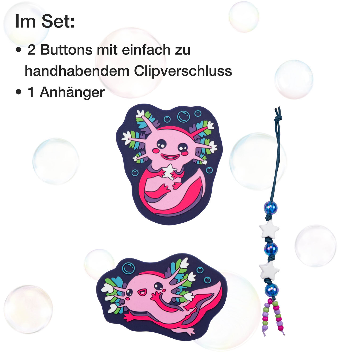 DerDieDas Schulzubehör Wechselbuttons 3er Set Neon Punkie