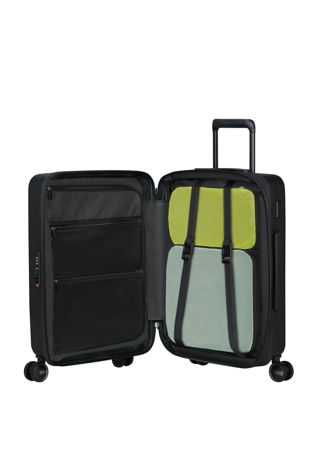 Samsonite Restackd Trolley mit 4 Rollen erweiterbar 55cm + GRATIS HOTELGUTSCHEIN Schwarz