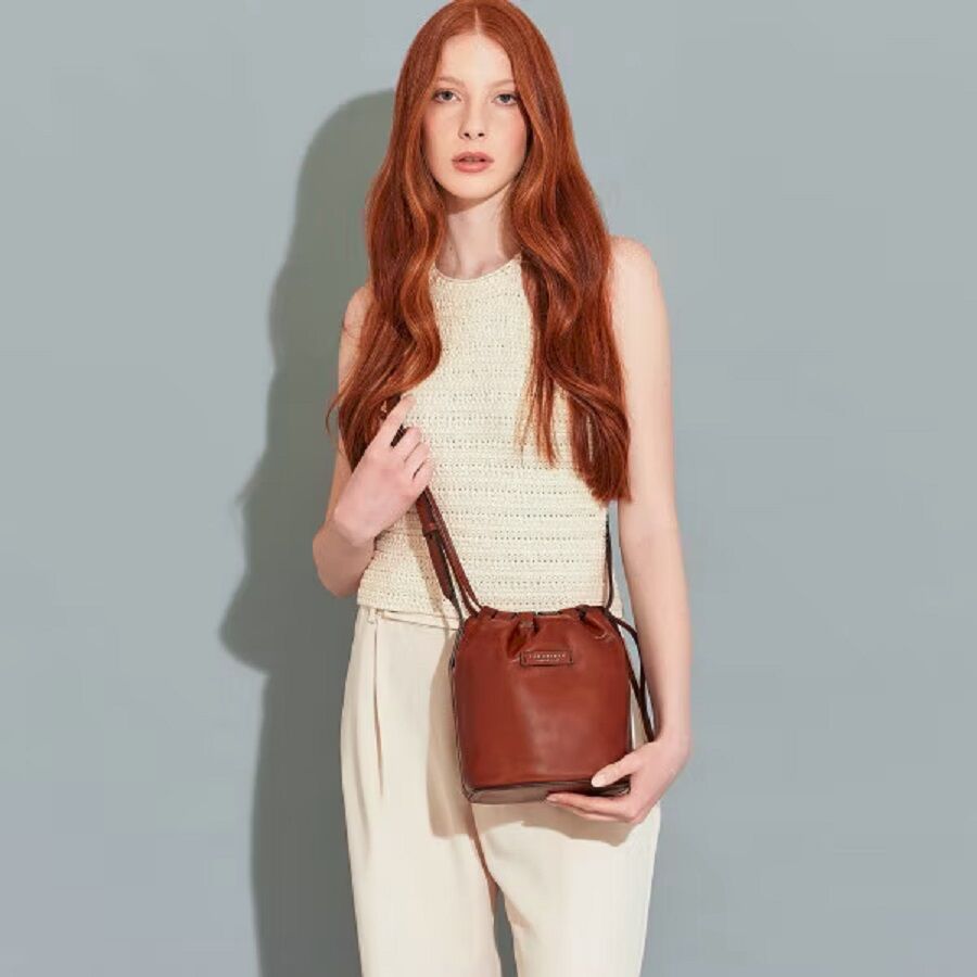 The Bridge Aurora Leder-Beuteltasche 23cm Zuckerpapier /Gold