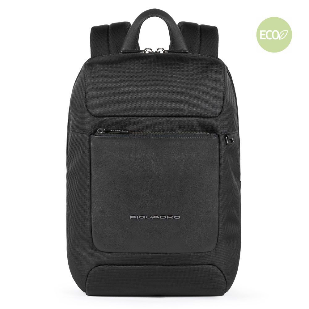Piquadro Macbeth Kleiner Laptoprucksack aus Leder und recyceltem