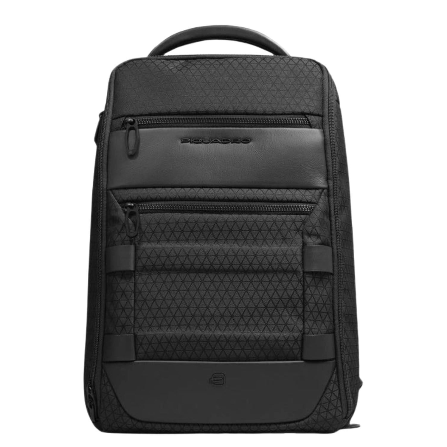 Piquadro Hexagon Modularer Reise-Laptop-Rucksack aus recyceltem Stoff und Leder