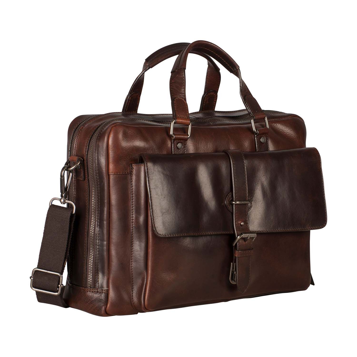Leonhard Heyden Roma Leder-RV-Aktenmappe 2-Fächer mit Laptopfach 15" Braun