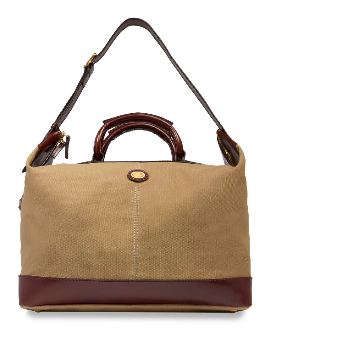 The Bridge Story Viaggio Reisetasche aus Leder und Stoff 45CM Natural/Braun/Gold