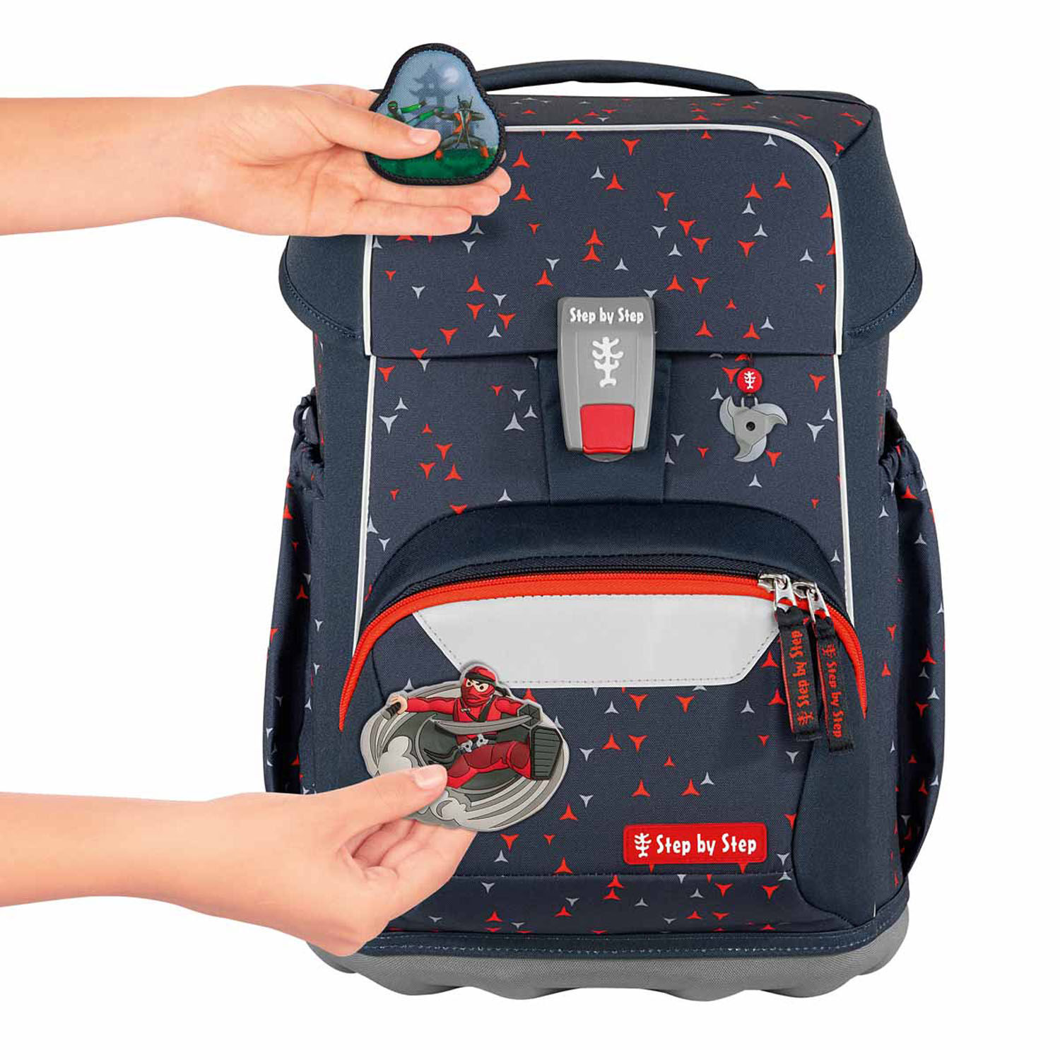 Step by Step BASIS Schulranzen 4-teiliges Set Anthrazit Triangles