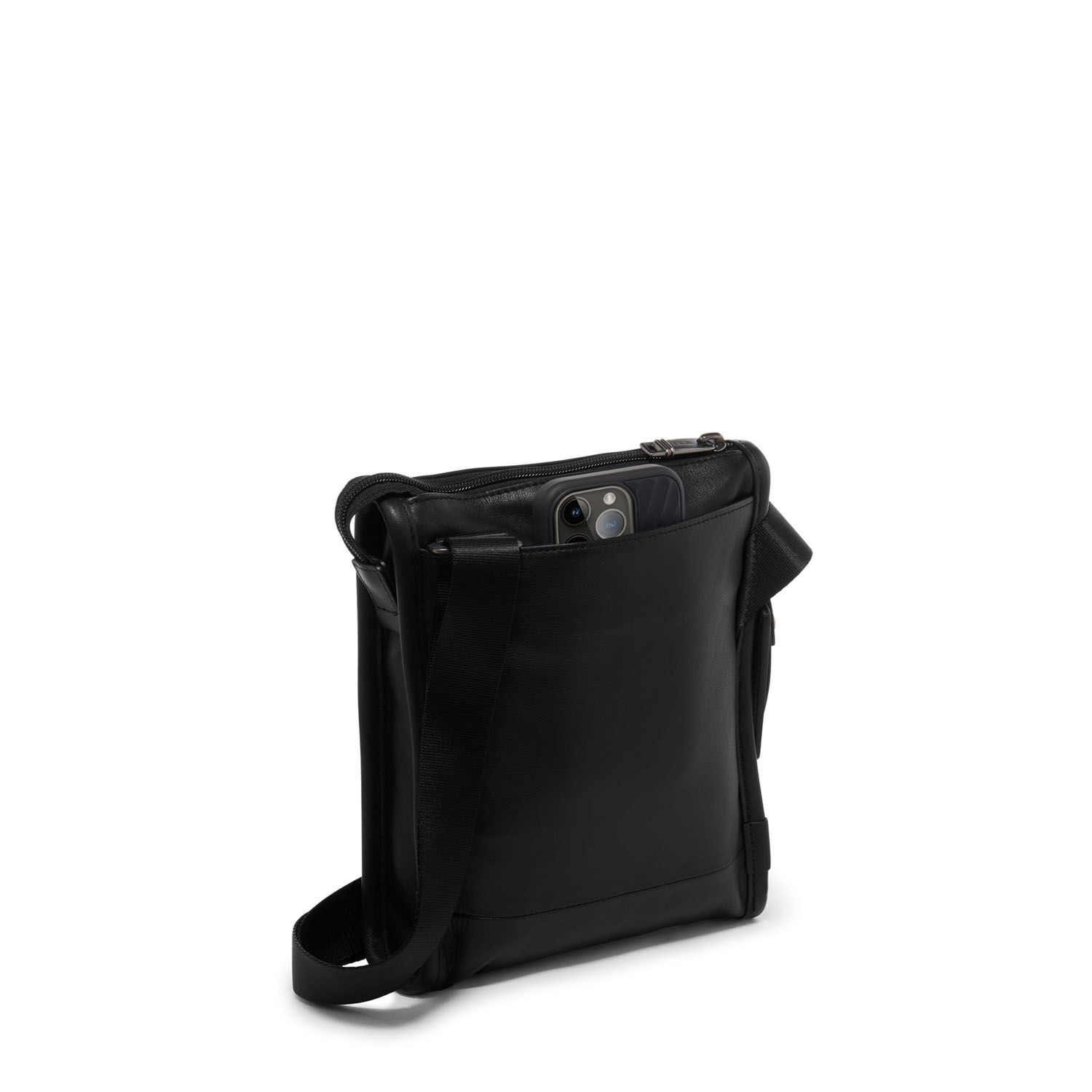 Tumi Alpha 3 Kleine Umhängetasche aus Leder + GRATIS HOTELGUTSCHEIN Black