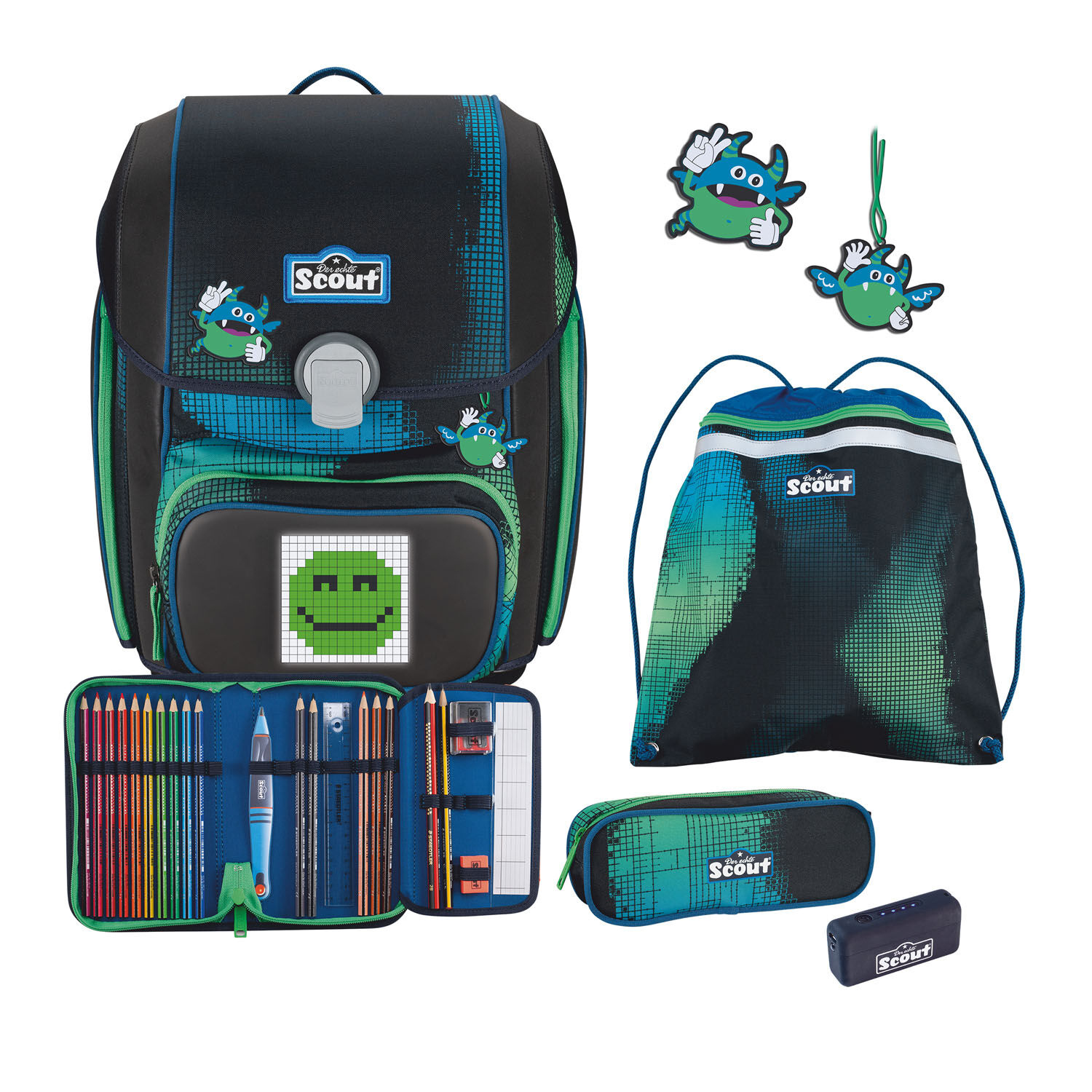 Scout Genius Set Movie Star, Schulranzen-Set 5-teilig Blue Pixel