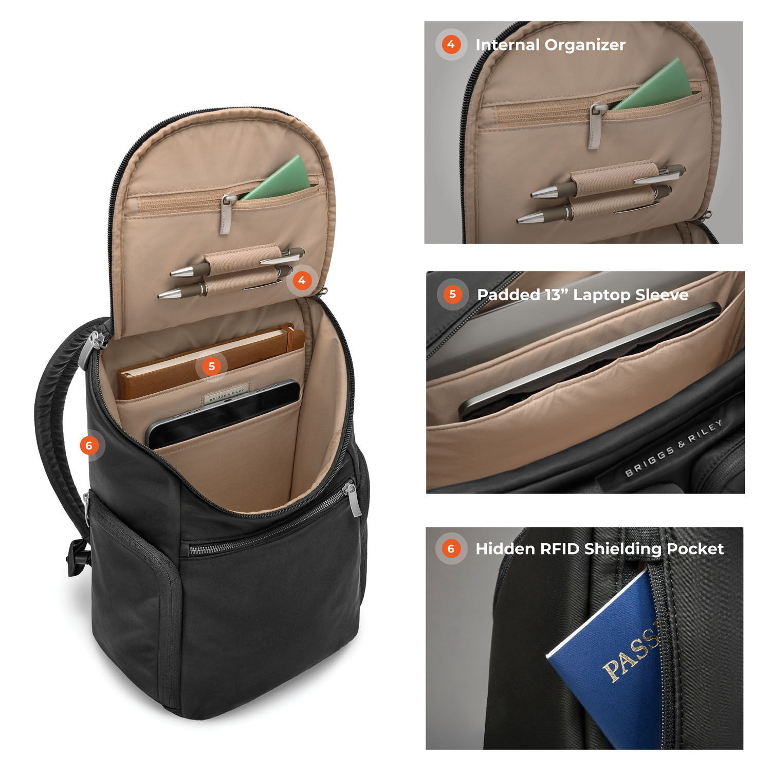 Briggs & Riley Rhapsody U Zip Backpack Black