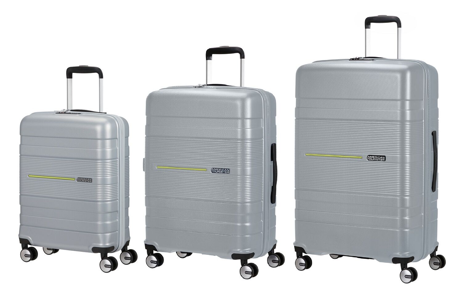 American Tourister Funstripe Trolley-Set 55/66/76cm mit 4 Rollen Silver