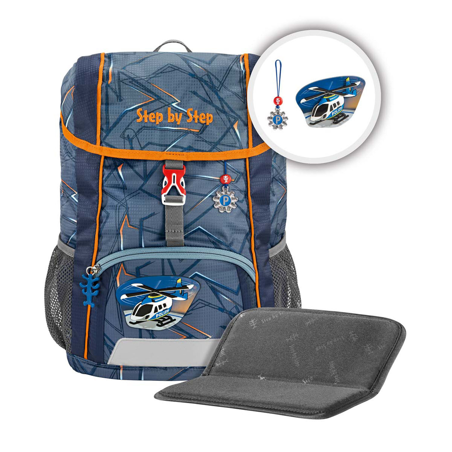 Step by Step Kinderrucksack KID Rucksack-Set, 3-teilig inkl. Sitzkissen Helicopter Sam